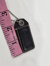 Coach 1941 Leatherware 2.2in Black Leather Fob Hang Tag Two Tone Tan