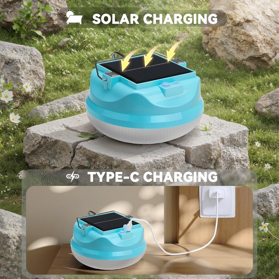 Power Outlet Commure Solar Camping Tent Light Rechargeable LED Camping Lantern for Power ...