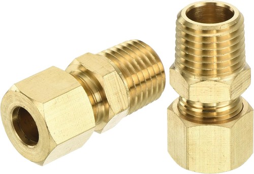 3Pcs Brass Compression Tube Fitting, 5/16" Tube OD x 1/4" NPT Male Connector Str