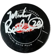 Mickey Redmond Signed Autographed Detroit Red Wings Official Game Puck