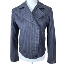 Vintage Max Mara Weekend Women's Size 4 Black/Gray Strip Coat Jacket