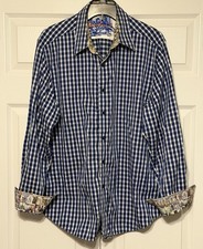 Robert Graham Shirt Mens Large Check Gingham Flip Cuff Button Up Colorful