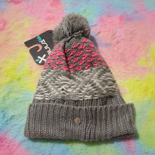 Bula Gray Winter Beanie Hat Girl One Size Knit With Pink And Pom