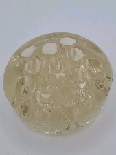 VINTAGE Light Brown Glass Floral Frog 11 Holes Footed 3"