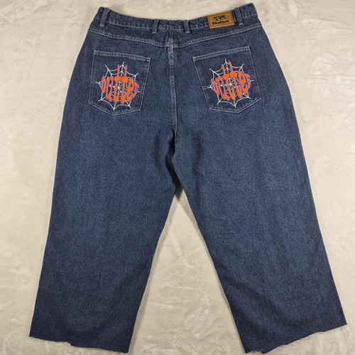 Butter Goods Very Baggy Jeans Men's 36x24 Blue Denim Embroidery Skater Loose