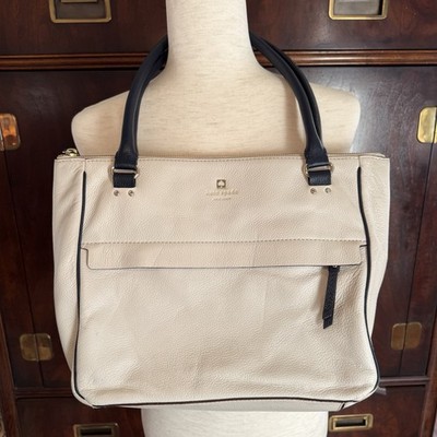 Kate Spade Grant Park Alida Cow Leather Shoulder Tote WKRU2640 bone/dkrst Taupe