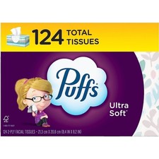 Ultra Soft Facial Tissues Family Size Box of 124 Tissues for Everyday Use