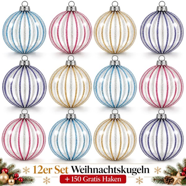 Weihnachtskugeln Gold 12Er Set Glas Christbaumkugeln Christbaumschmuck Kugeln-image