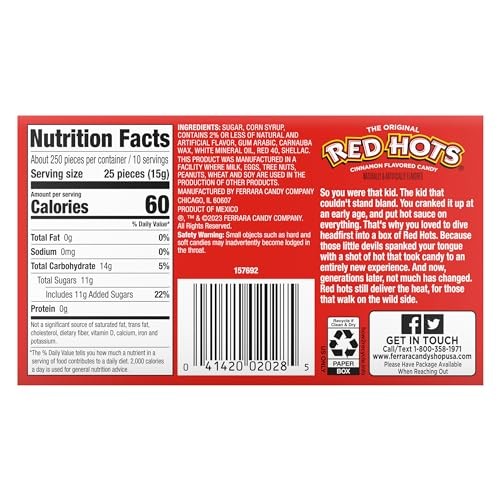 Wonka Red Hots, Cinnamon Flavored Hard Candy, 5.5 Ounce Pack of 12