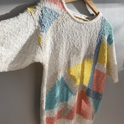 Vintage 80s Western Connection Geometric Popcorn Pullover Sweater Women s Sz S