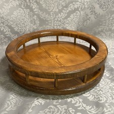 Wooden Solid Oak 12" Round Spinning Lazy Susan Rail Serving Tray