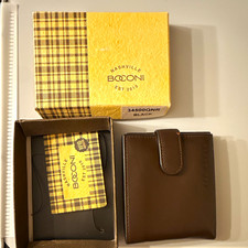 Boconi RFID Blocking Men's Brown Solid Bifold Wallet w/ Logo Accent