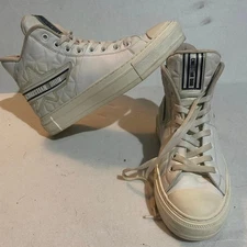 Christain Dior “WalkNDior” High Top White Leather Sneakers