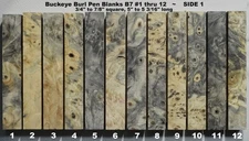 Outstanding Stabilized Buckeye Burl Pen Blanks B7 #1-12, 3/4"+ sq, 5" or longer