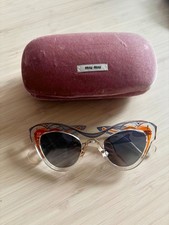 Miu Miu Sunglasses SMU 07P TFB-3A0 Clear Blue Orange Retro Festival with Case