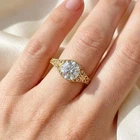 Art Deco Style Round Cut Lab Created Diamond 14K Yellow Gold FN Wedding Ring