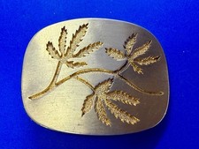 Marijuana Pot Weed Leaf Engraved on Unique Gold Color Dimensional Belt Buckle
