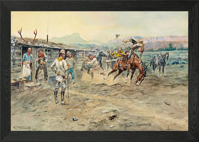 Cowboy Bucking Bronco Aquarell PA gerahmtes Wandbild Poster Leinwanddruck Bild