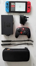 Nintendo Switch Console 32GB Neon Red Blue Joy-Cons Bundle - Good Condition