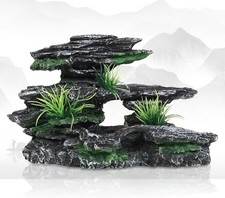 Aquarium Rock Cave Ornament Mountain View Stone Tree Landscape, Large Fish Tank