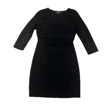 Lulu’s Black Sheer Striped Long Sleeve Bodycon Cocktail Party Dress - M