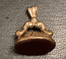 Beautiful Vintage 9ct 375 Yellow Gold & Bloodstone Fob Seal Charm/Pendant 1972