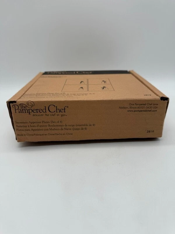 Pampered Chef Snowman Square Appetizer Plates Set of 4 #2819 NIB - Image 4 of 4