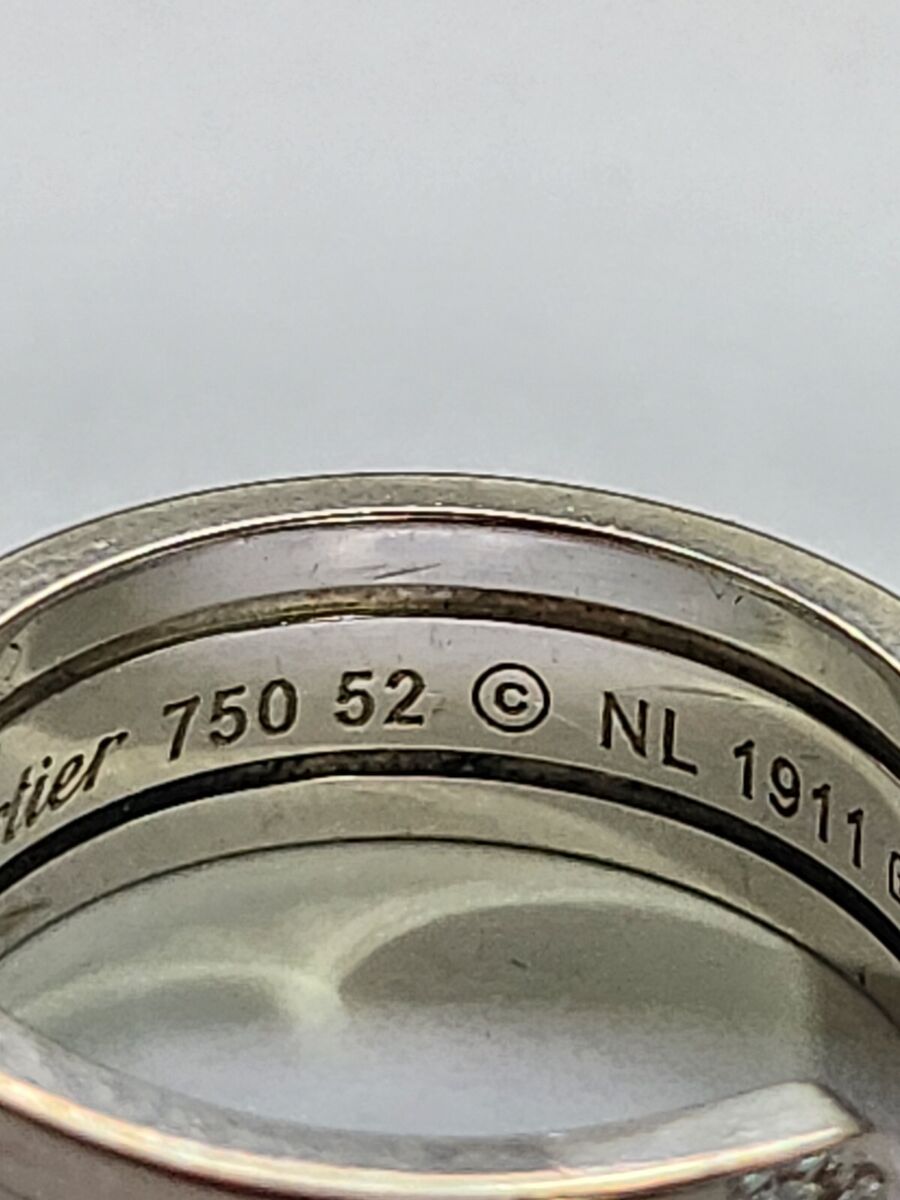 Auth Cartier Ring 2C Diamond 750(18K) White Gold #52 US 6.5 Auth Cartier Ring 2C Diamond 750(18K) White Gold #52 US 6.5