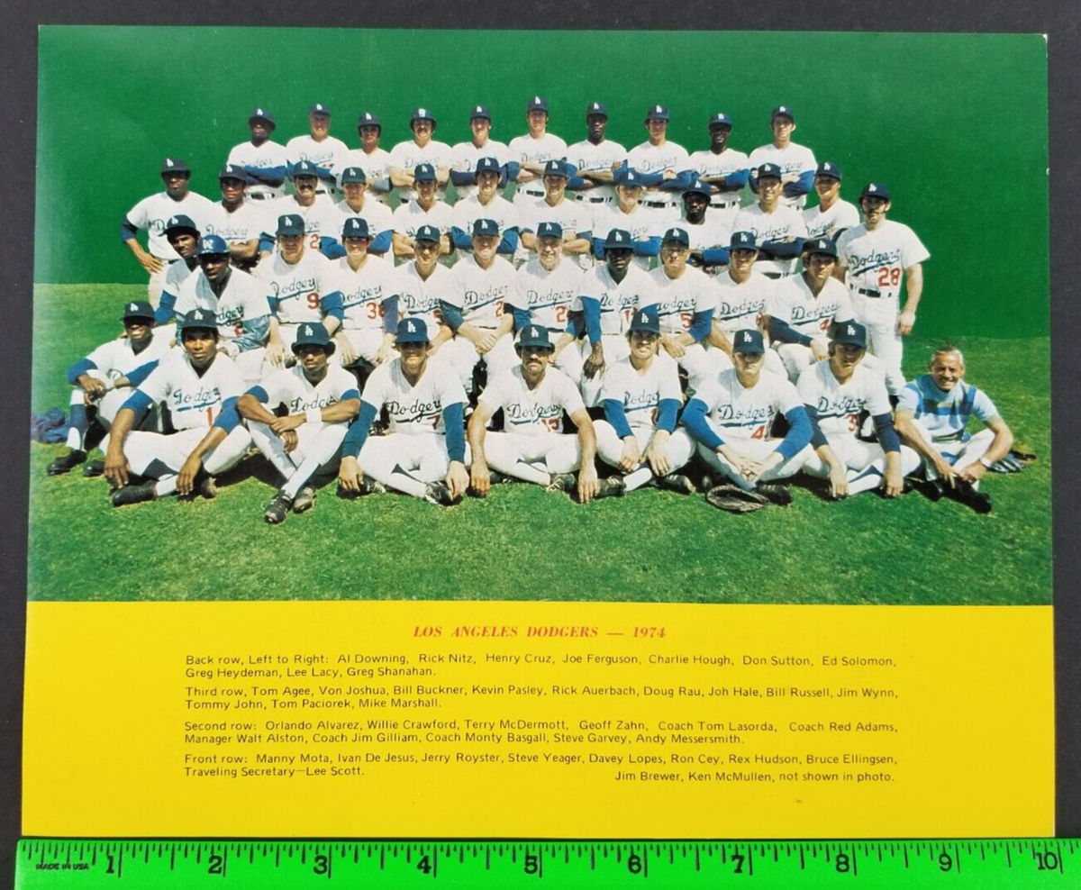 Vintage 1974 Los Angeles Dodgers Baseball Premium Team 8x10