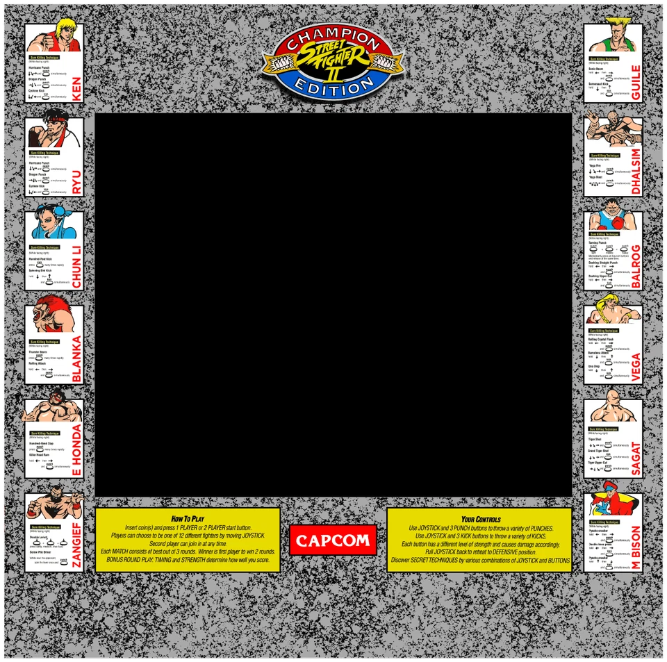 Street Fighter 2 Sure Killing Technique Screen Bezel for Arcade 1up