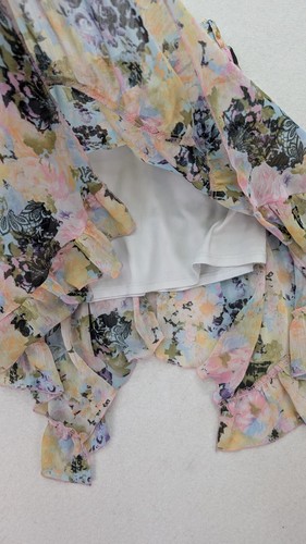 Disney D-Signed Girls Handkerchief Hem Skirt Blue Floral Lined Size Small Spring - Picture 7 of 18