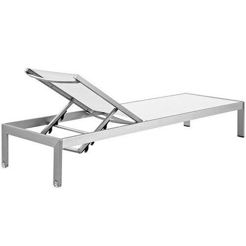 4 Outdoor Lounge Sun Chairs Black, White, Gray Textiline Mesh Brushed Aluminum - Picture 20 of 24