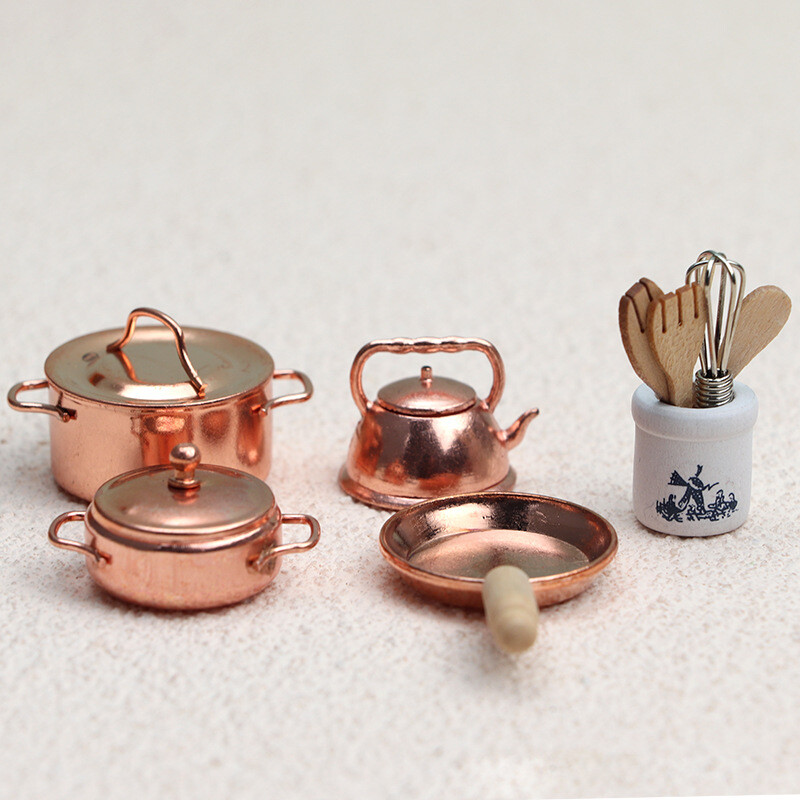 10 Stück Puppenhaus Miniatur Wasserkocher Maßstab 1:12 Suppentopf Küchen Zubehör