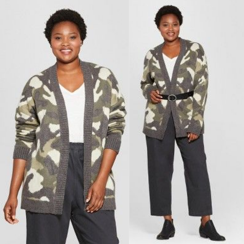 Front Camouflage Camo Cardigan 
