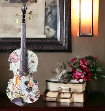 Hand painted full size violin nightlight for musician, music home decor, Fiddle