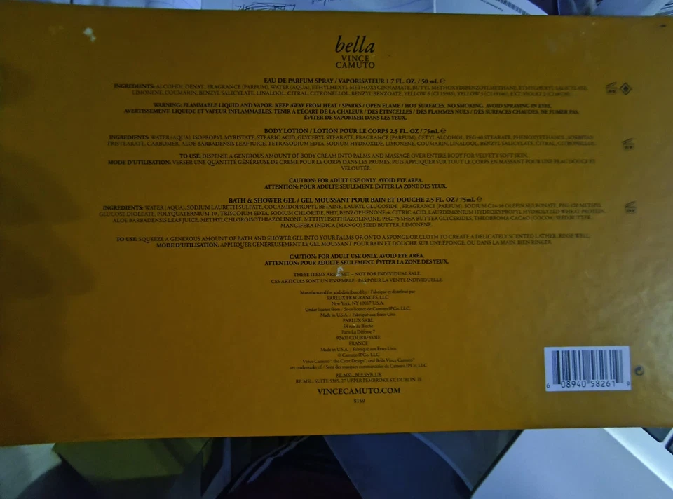 VINCE CAMUTO BELLA 3 PC. GIFT SET-1.7 OZ PARFUM SPRAY & BODY LOTION & SHOWER GEL - Image 3 of 3