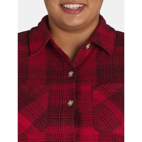 Vestido Camisa Terra & Sky Para Mujer Talla Grande 1X 16W-18W Cuadros Grande Escuela/Rojo NUEVO - Imagen 9 de 12