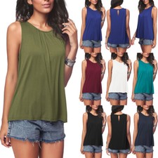 New Womens Plus Sizes Vest Tops Casual Plain Summer Sleeveless Blouse Shirt Tee