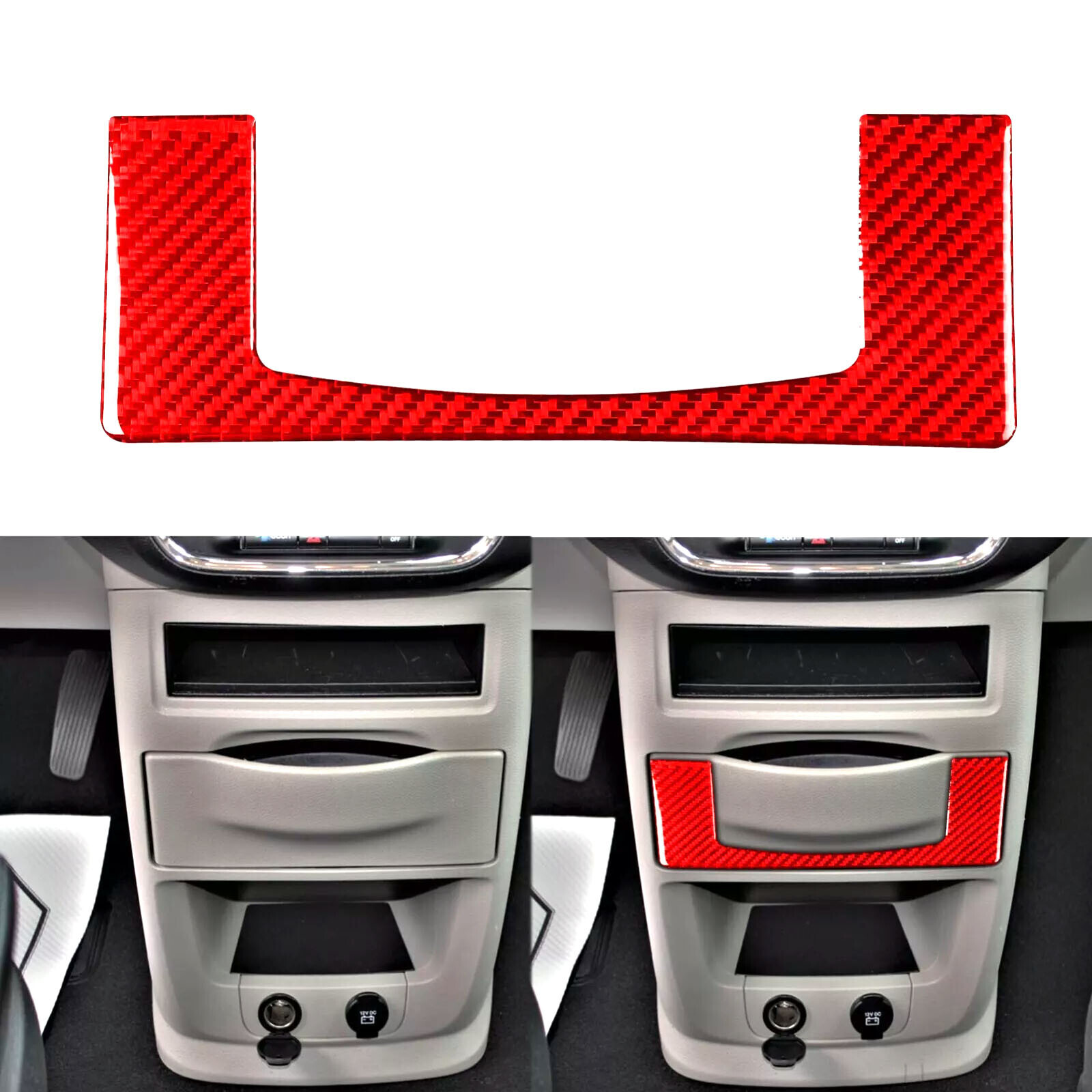 Red Carbon Fiber Console Storage Box Frame For Grand Caravan C/V Town & Country