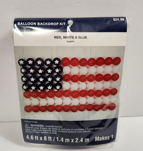 New US Flag Balloon Backdrop Kit Red White Blue Patriotic 4th Of July Memorial - 第 1/6 張圖片