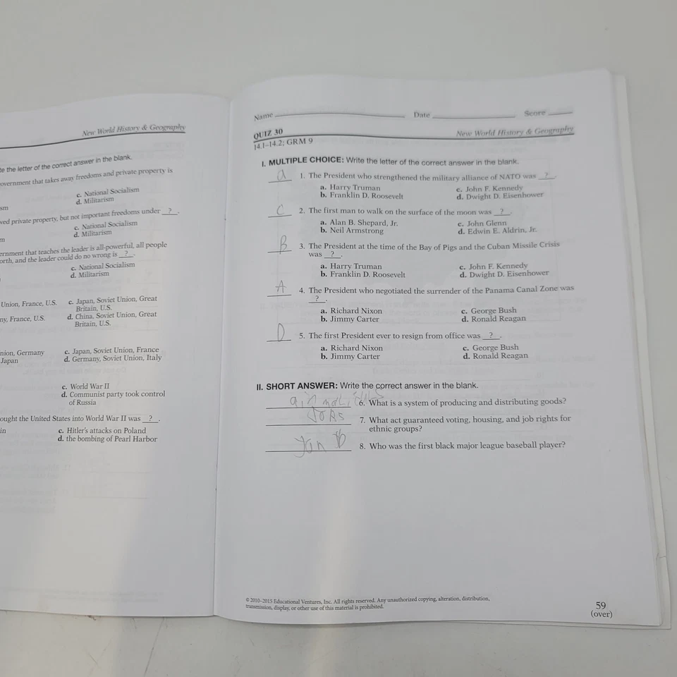 Abeka New World History And Geography. Student Quizzes Used- Writings 6th Grade. - Image 4 of 4
