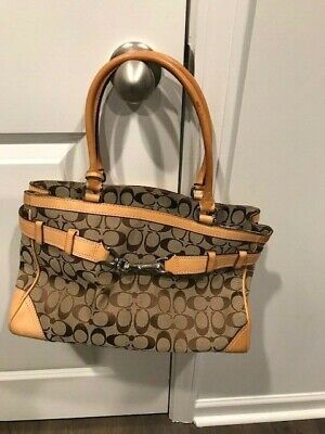 Coach Hampton Canvas & Leather Log0 Shoulder Bag,A1071 Coach Hampton Canvas & Leather Log0 Shoulder Bag,A1071