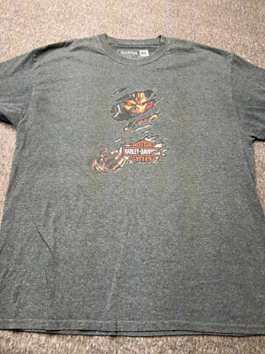 Harley Davidson Horror Break Through T Shirt Gray XL | eBay