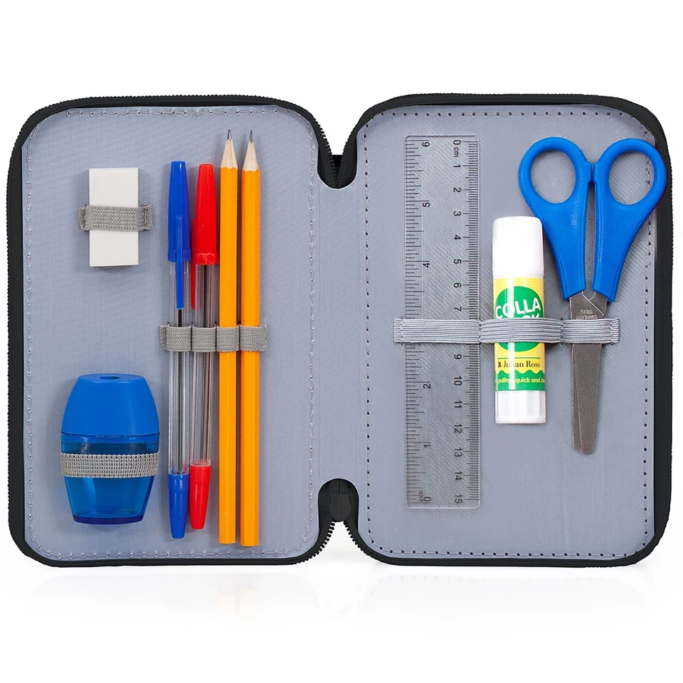 Batman Astuccio 3 scomparti riempito 45 pezzi, Scuola, 3 Zip, QM-43767 - Immagine 2 di 4