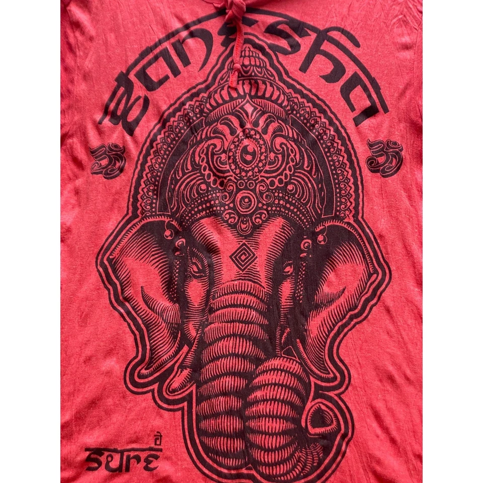 Sudadera con Capucha Sure Ganesha Elephant Para Mujer Manga Media Larga Gráfico Rojo Boho Festival Foto 2 de 4
