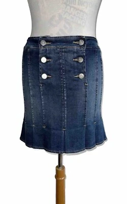 Lagerfeld Gallery By Diesel Pleated Skirt Womens 26 Blue Denim Button Front - Image 1 of 4