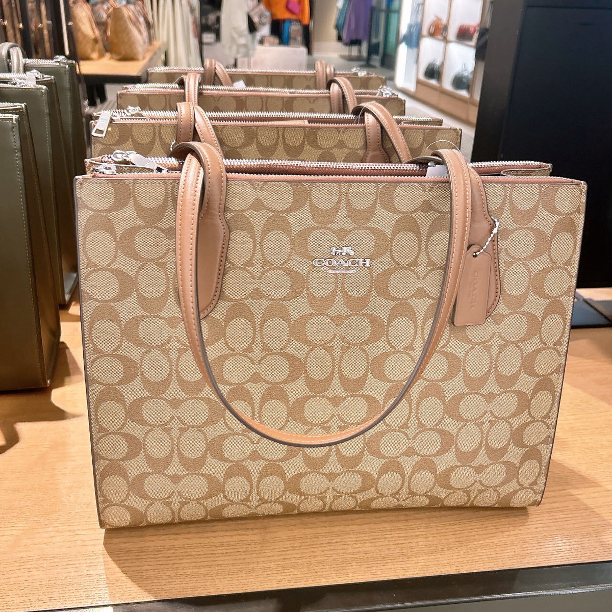 バッグ COACH Signature Tote Bag Canvas Leather NWT COACH Nina large size Tote In Signature Canvas /leather | eBay