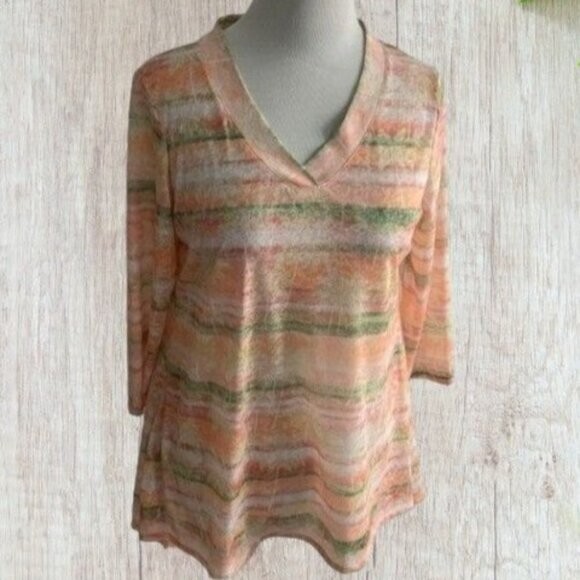 Ruby Rd Embellished Tropical Multicolor Stripe Bu… - image 5