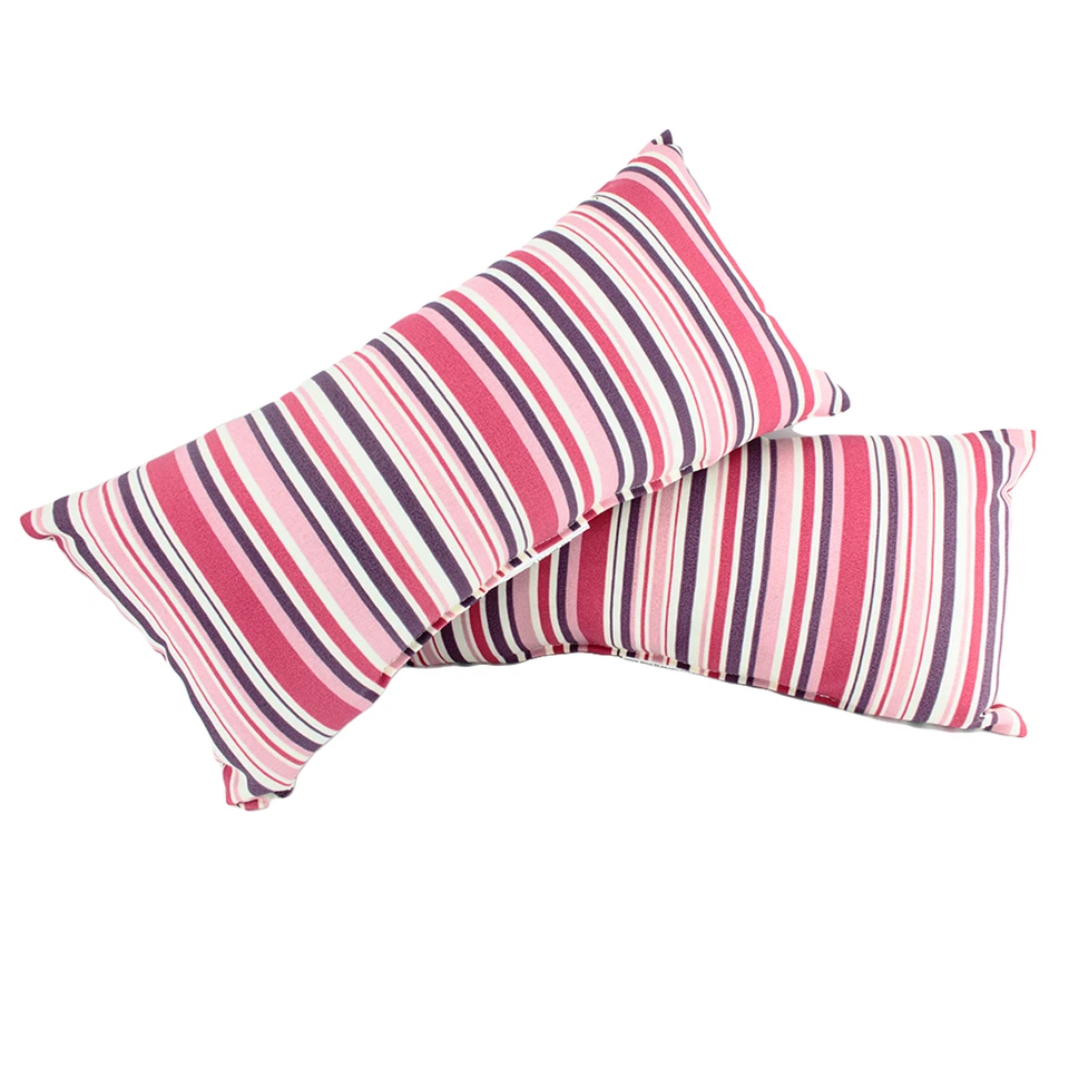 Juego de 2 - Almohadas lumbares rectangulares para exteriores 100 % poliéster a rayas ciruela 10" x 19" Foto 2 de 4