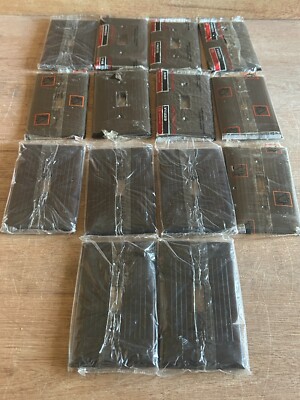 Sierra Single Toggle Switch Cover Wall Plate Lot 14 Brown Ribbed Vtg Plastic USA